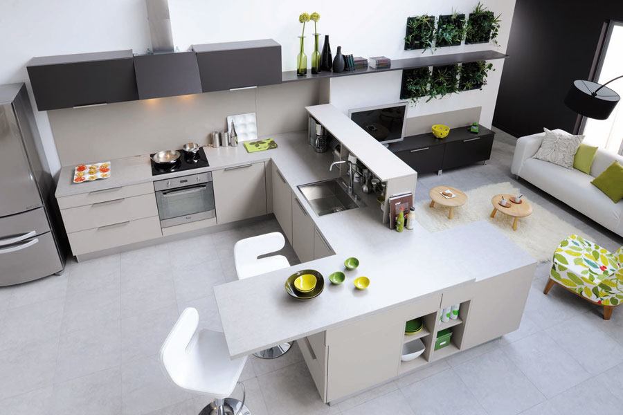 Concept Confluence : TREND - Taupe Mat Ligne « Les Tentations » de Cuisinella Concept Confluence : TREND - Taupe Mat Ligne « Les Tentations » de Cuisinella - cuisine équipée